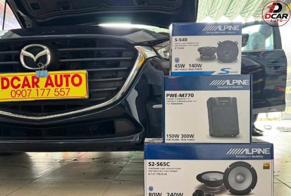 Nâng cấp hệ thống loa Mazda 3 cấu hình loa ALpine chất lượng cao.