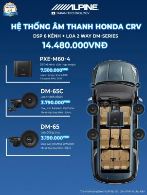 Nâng cấp loa Honda Crv tích hợp DSP-PXE-M60-4 cho xe Honda CRV.