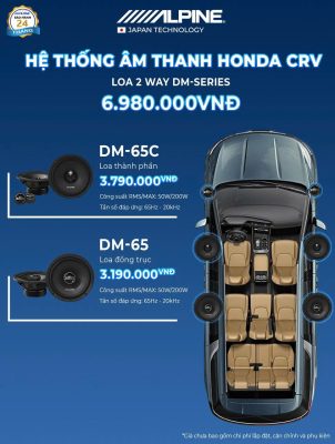 Cấu hình âm thanh Honda CRV gồm 4 loa cánh,2 loa treble.